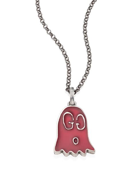 gucci ghost necklace pink|gucci ghost necklace pendant pink.